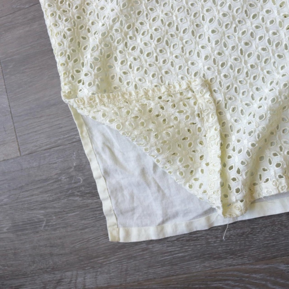 Cream Off White Eyelet Button Down Collared Shirt - image 5
